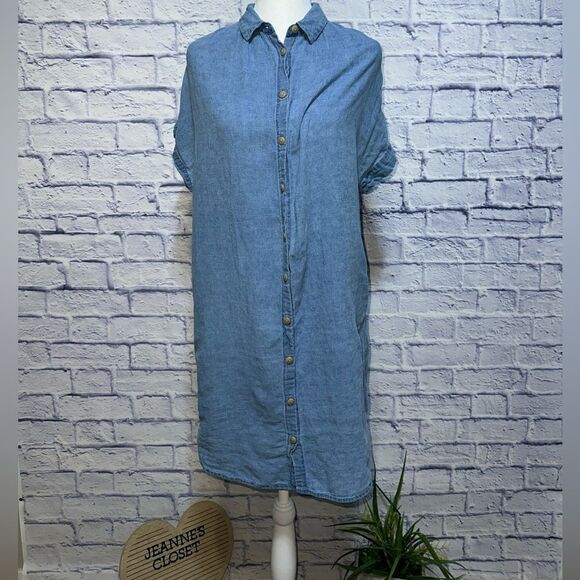 Madewell
Blue Solid Casual Shift Dress linen/cotton blend - Picture 13 of 14
